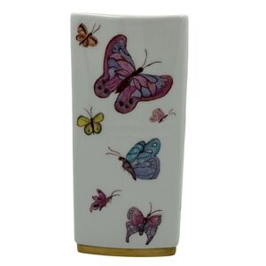 Gerold Porzellan Bavaria Butterfly Vase Hand Painted Germany Floral